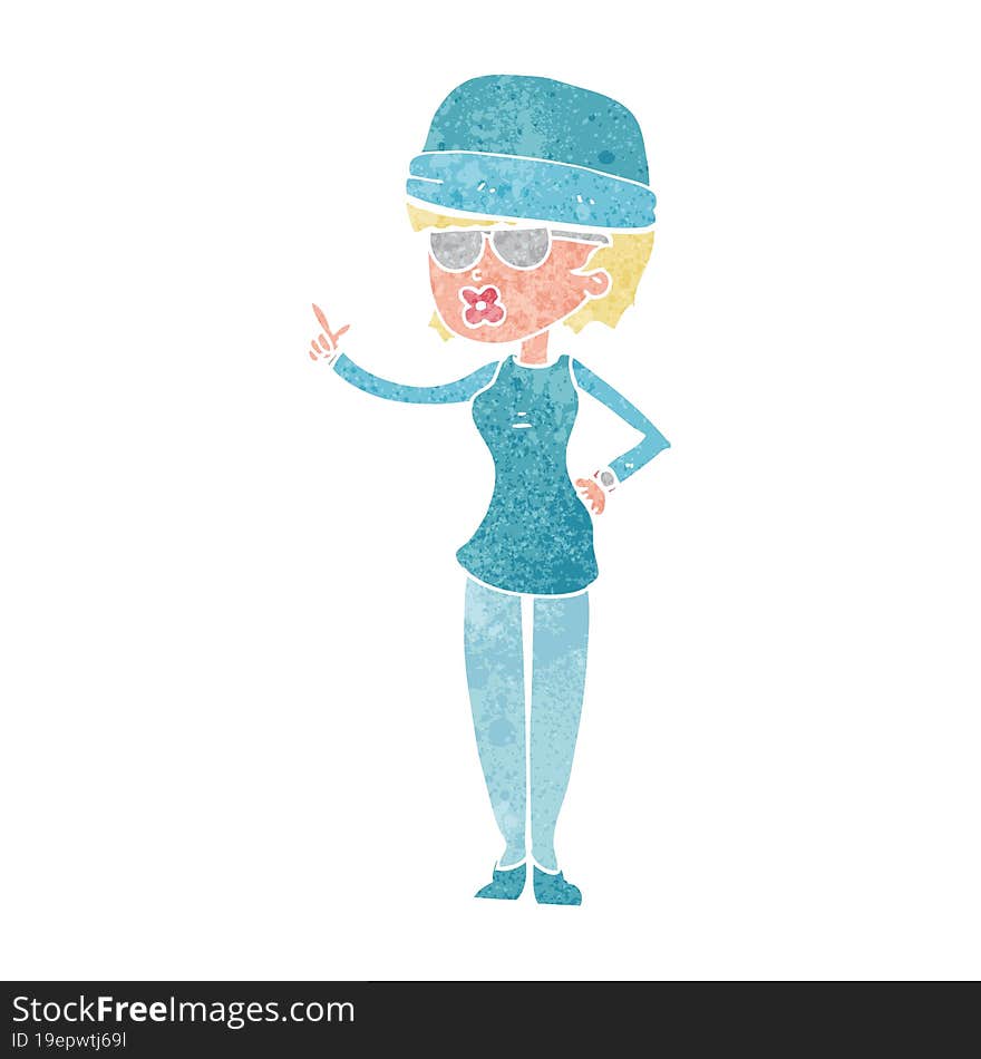 cartoon woman wearing winter hat