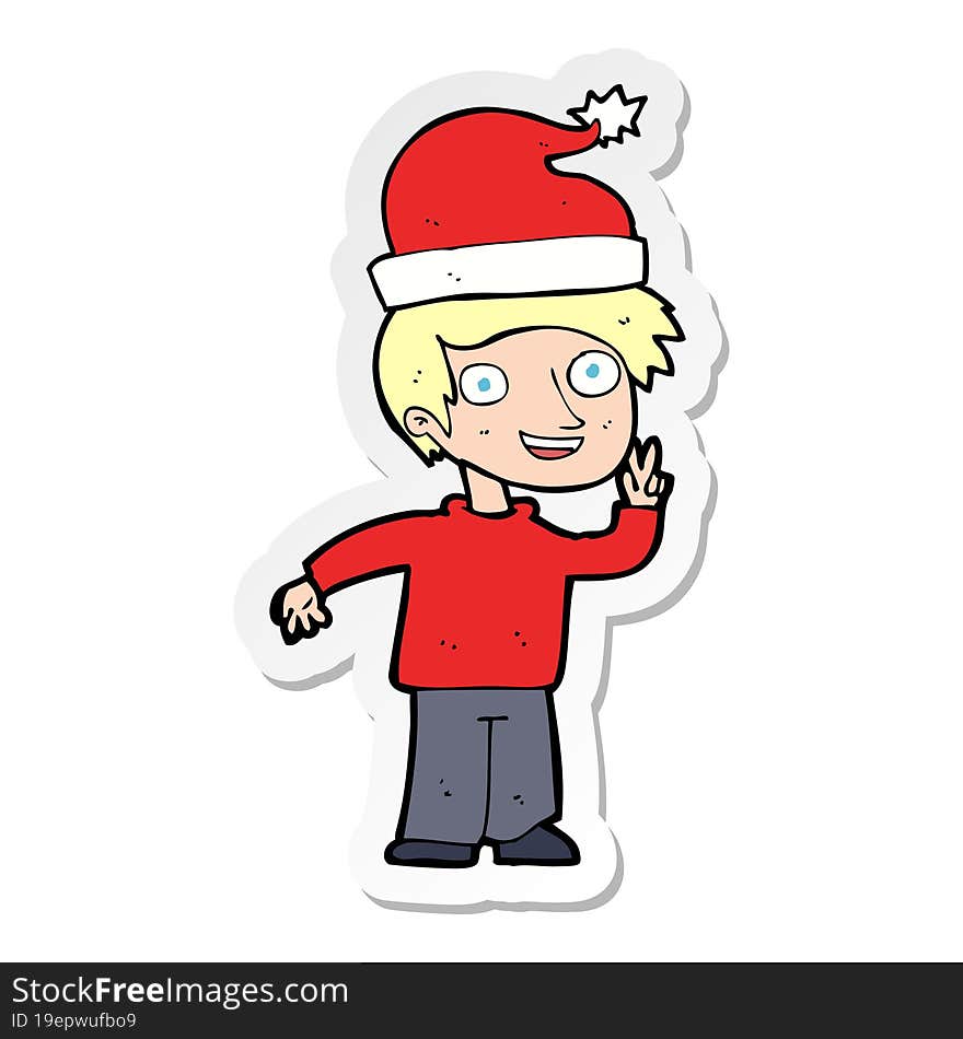 sticker of a cartoon man ready for christmas