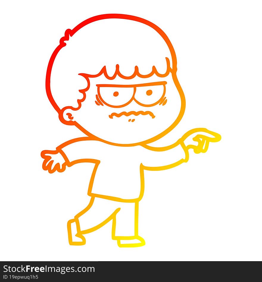 warm gradient line drawing cartoon annoyed man