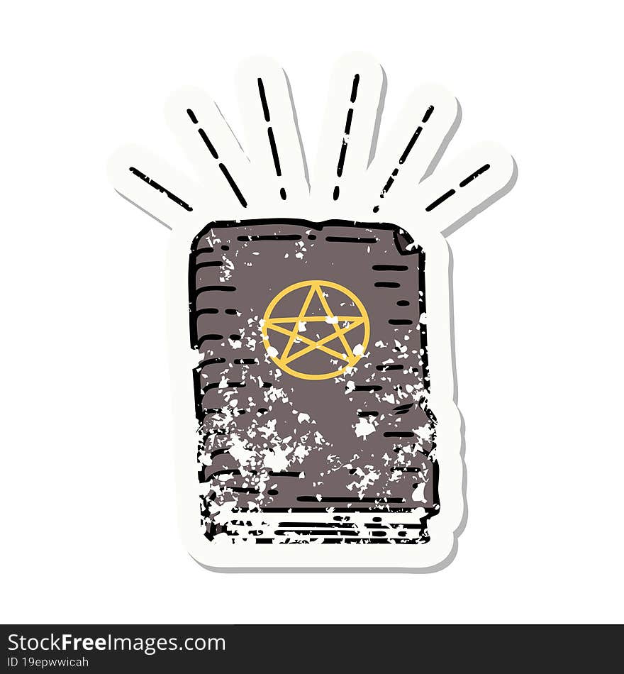 grunge sticker of tattoo style spellbook