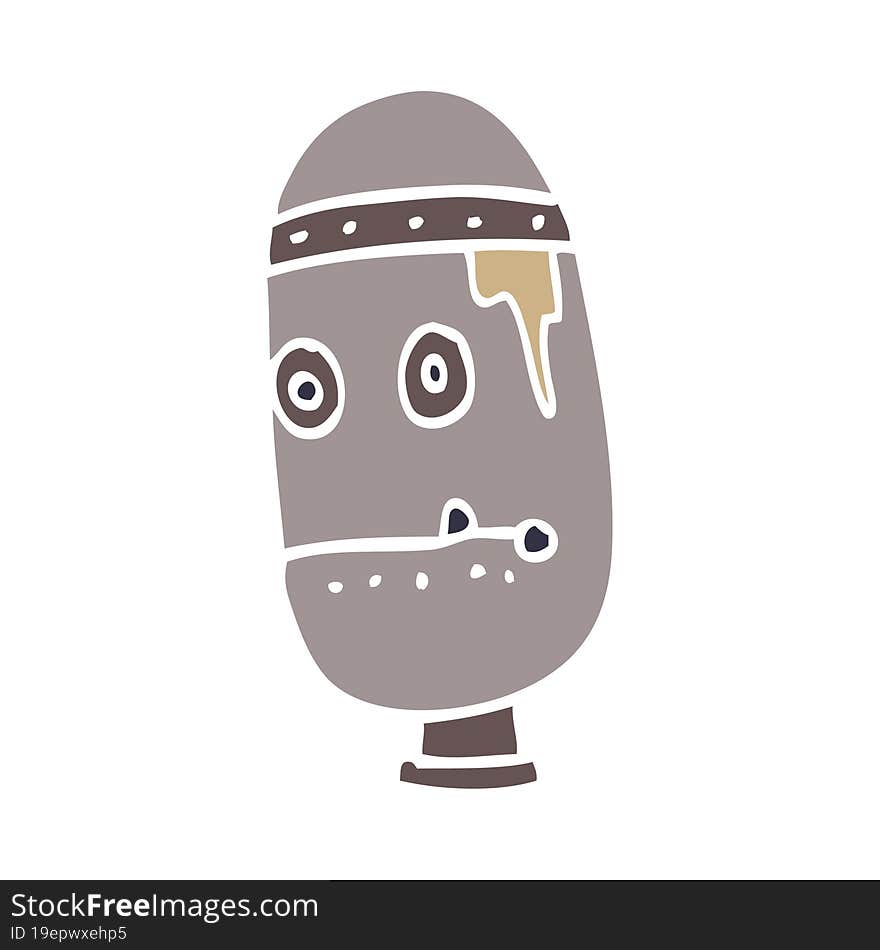 cartoon doodle retro robot head