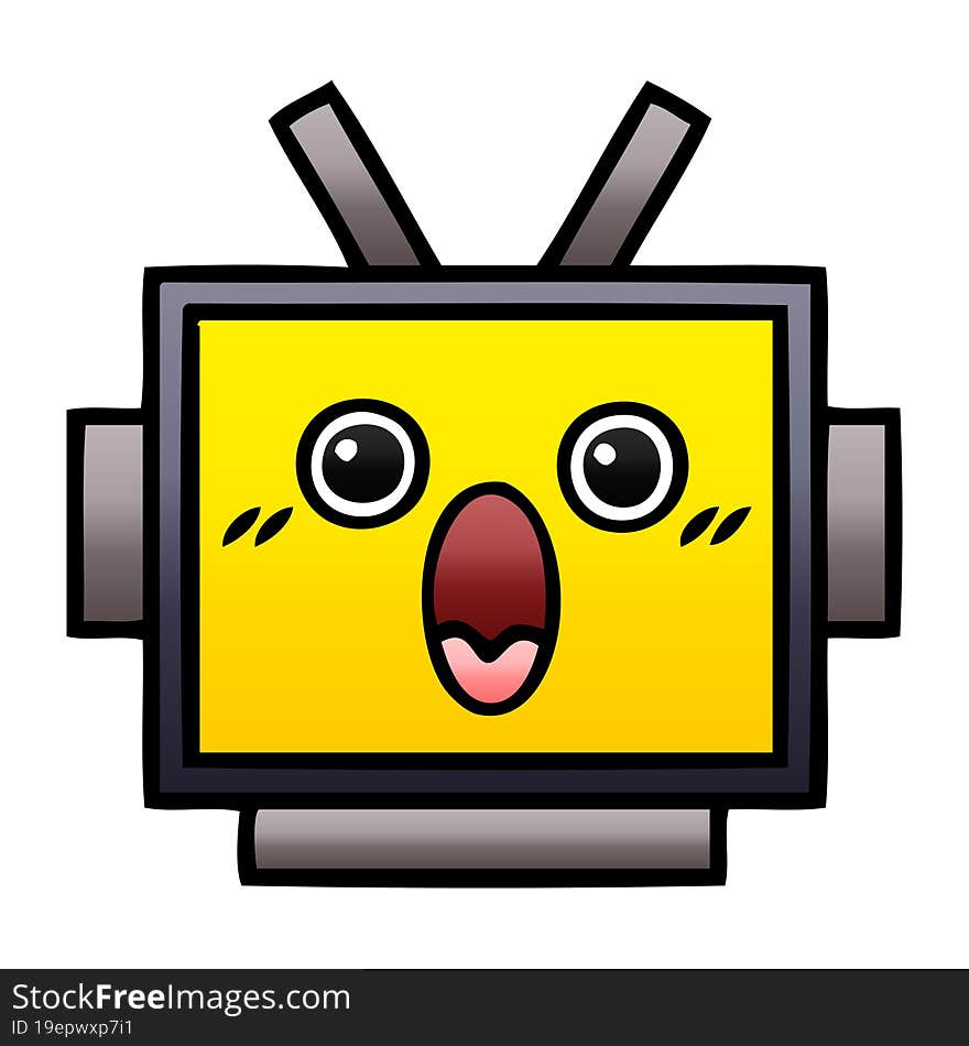 Gradient Shaded Cartoon Robot Head