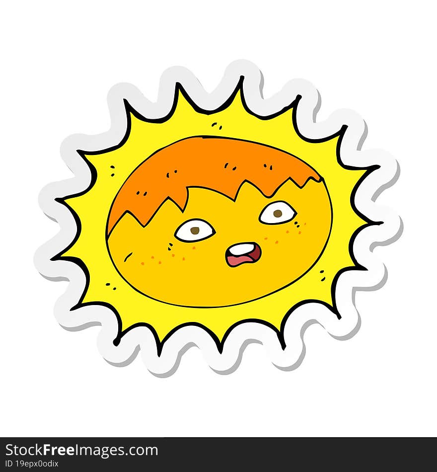 Sticker Of A Cartoon Sun