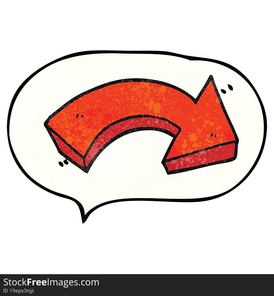 freehand speech bubble textured cartoon pointing arrow