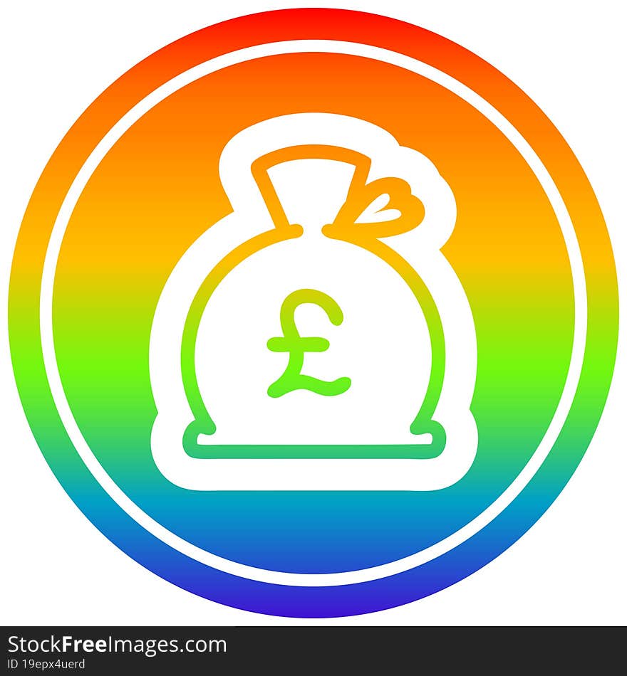 money sack circular icon with rainbow gradient finish. money sack circular icon with rainbow gradient finish