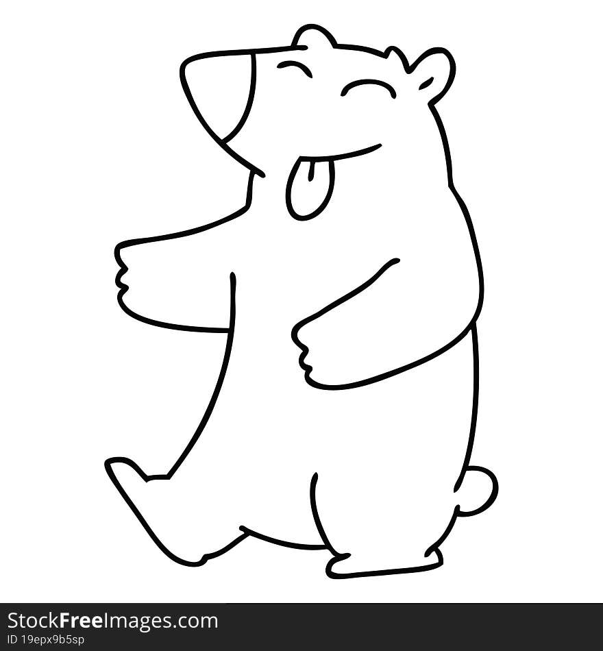 quirky line drawing cartoon bear