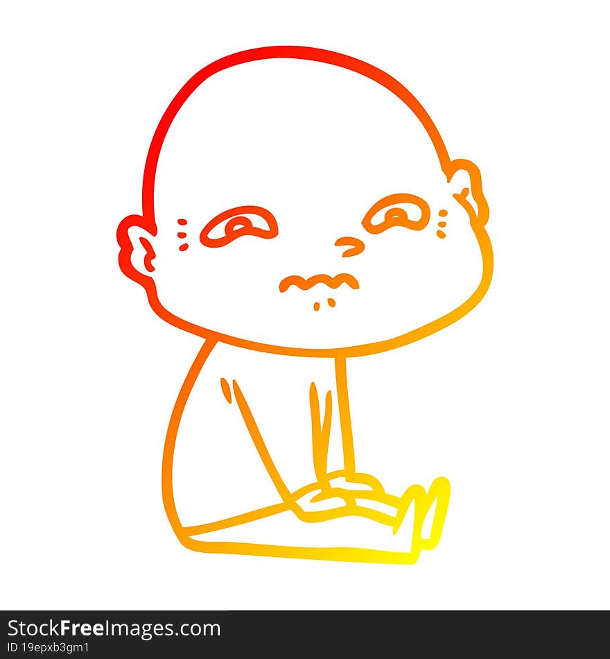 warm gradient line drawing cartoon nervous man