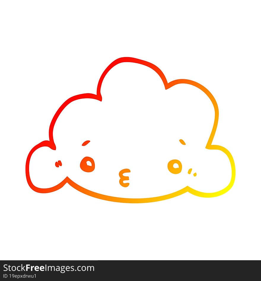 warm gradient line drawing cute cartoon cloud