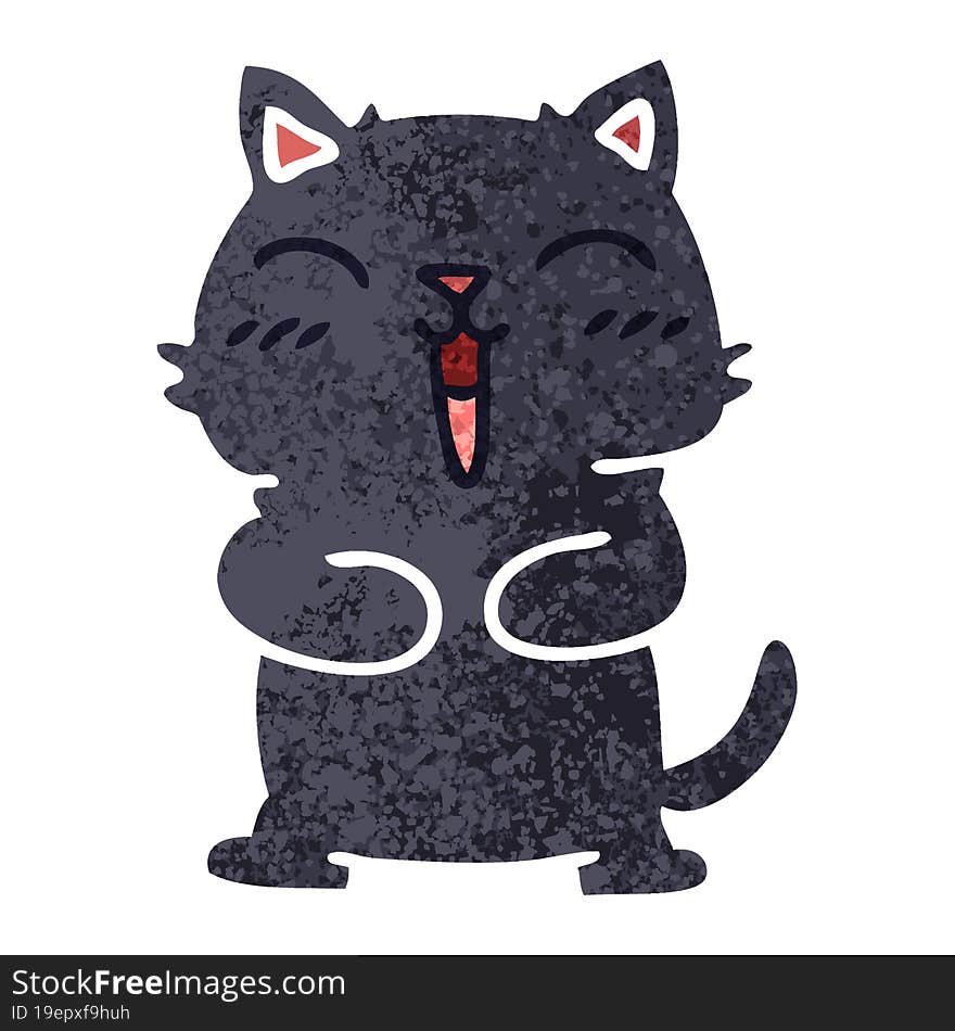 quirky retro illustration style cartoon black cat