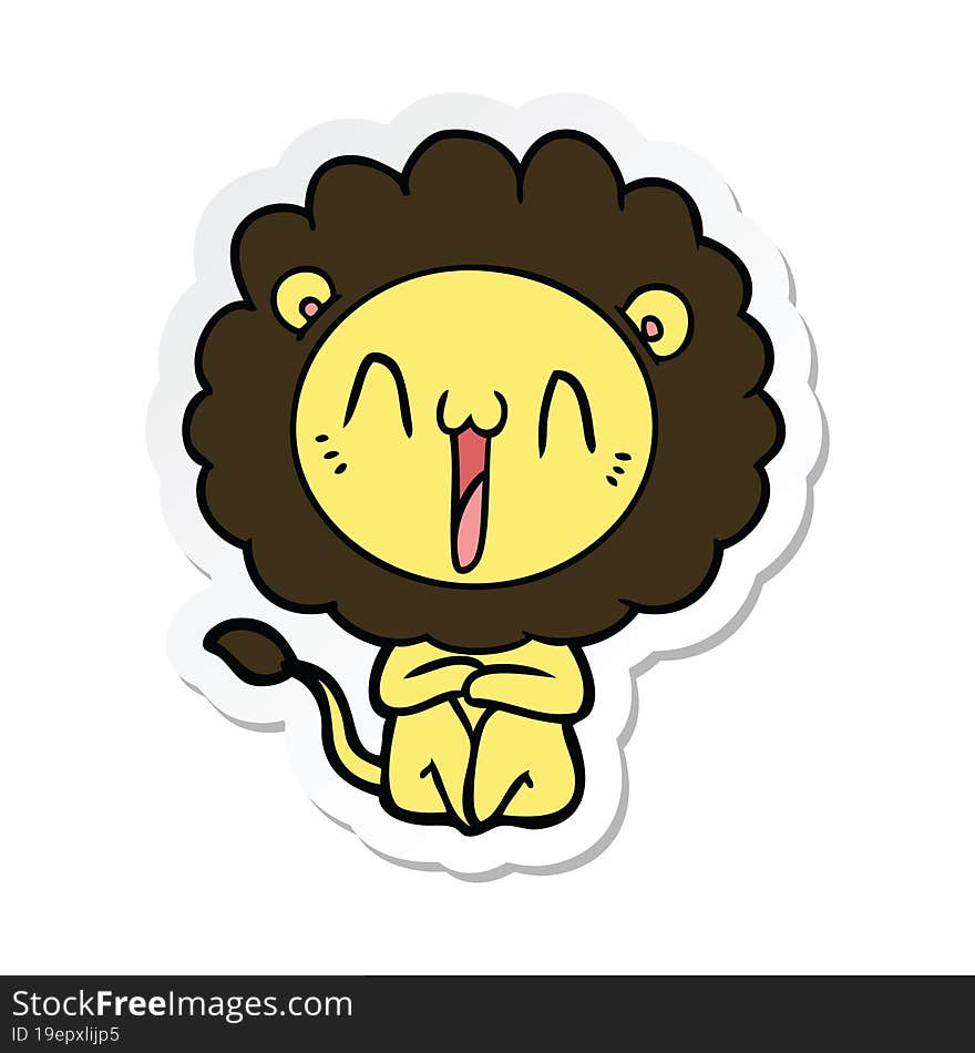 sticker of a happy cartoon lion