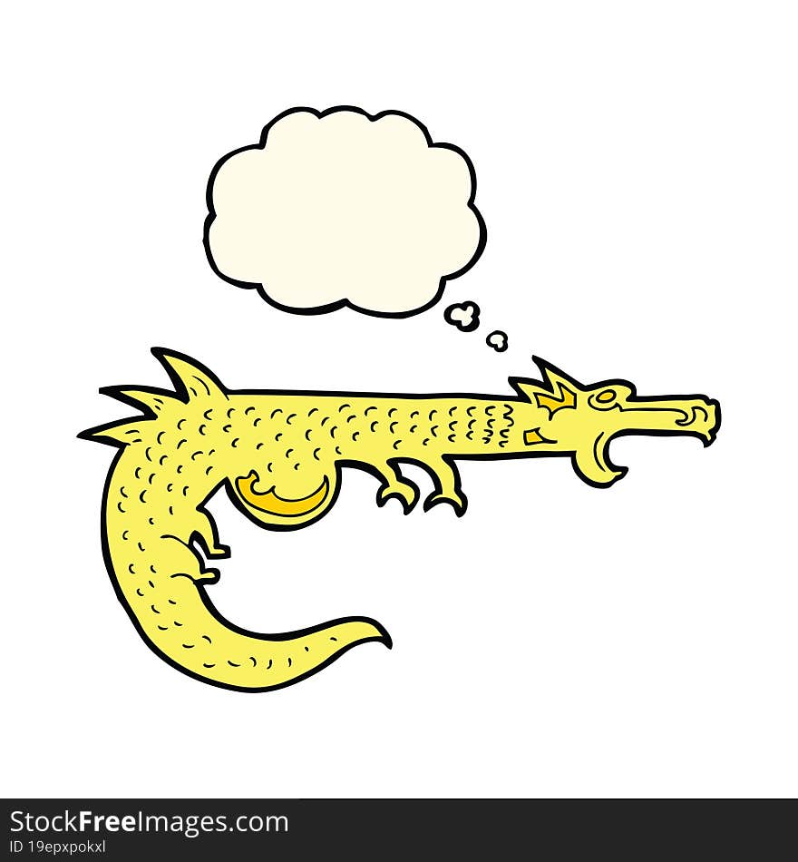 cartoon medieval dragon with thought bubble