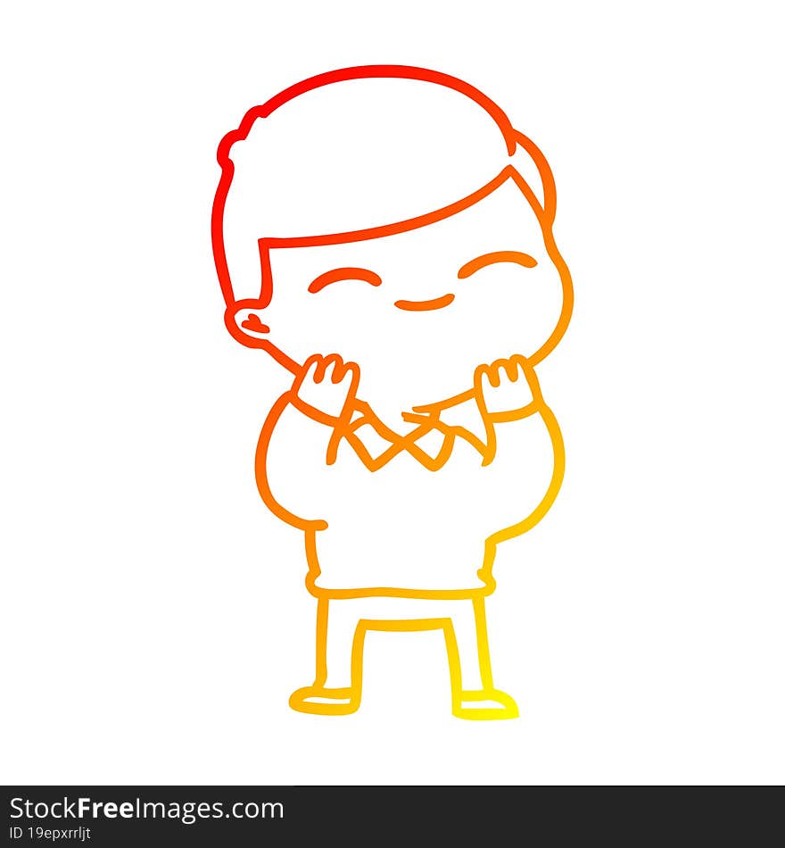 Warm Gradient Line Drawing Cartoon Smiling Boy