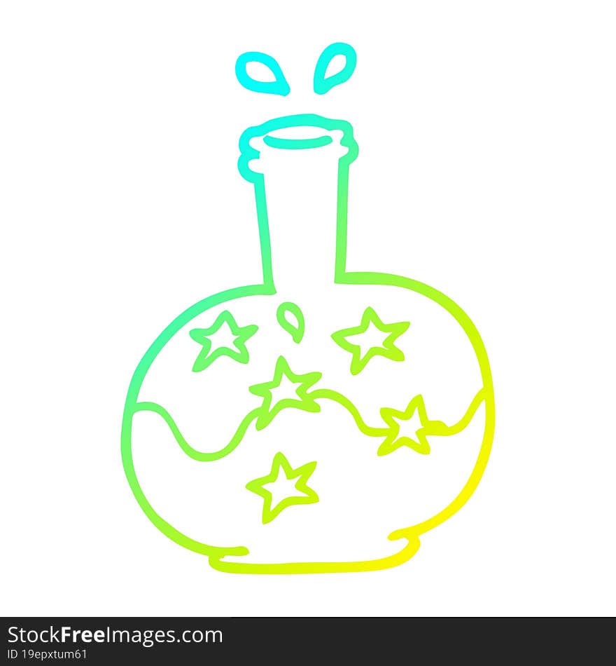 cold gradient line drawing cartoon magic potion