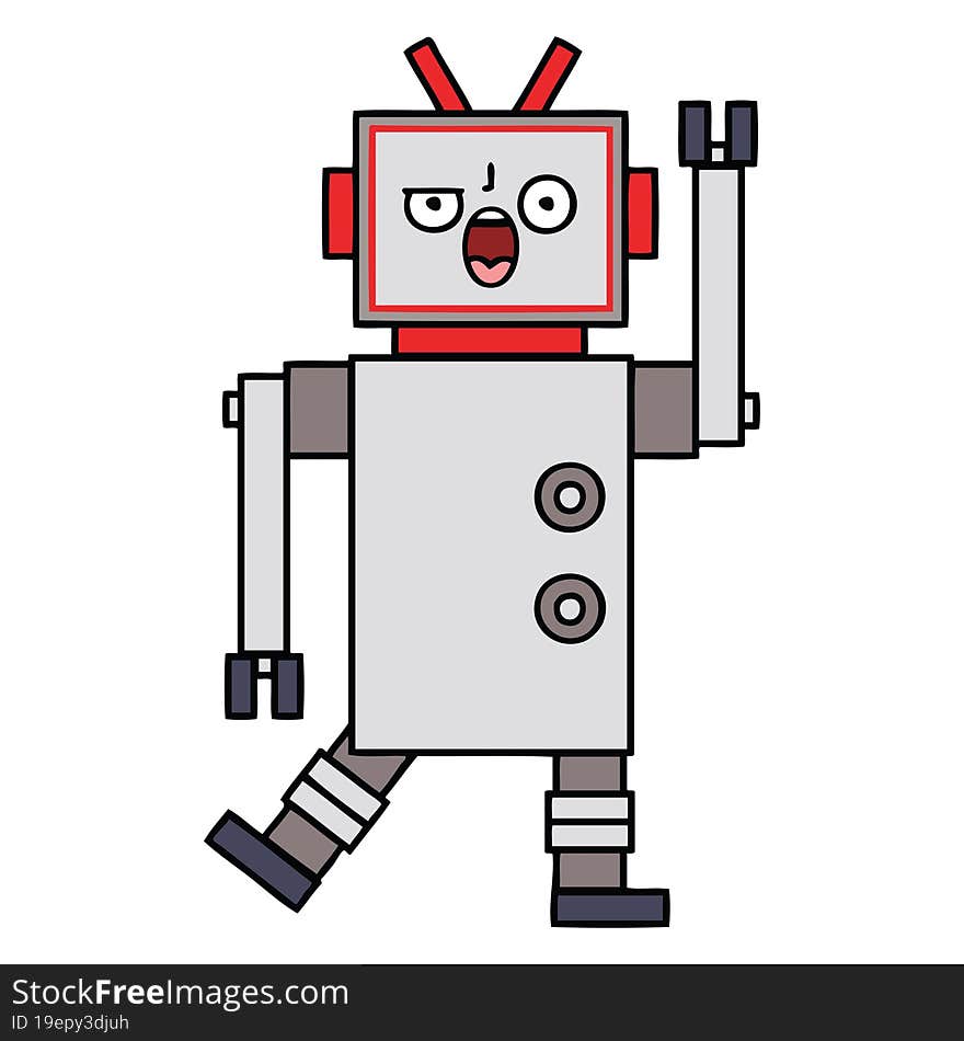 Cute Cartoon Angry Robot