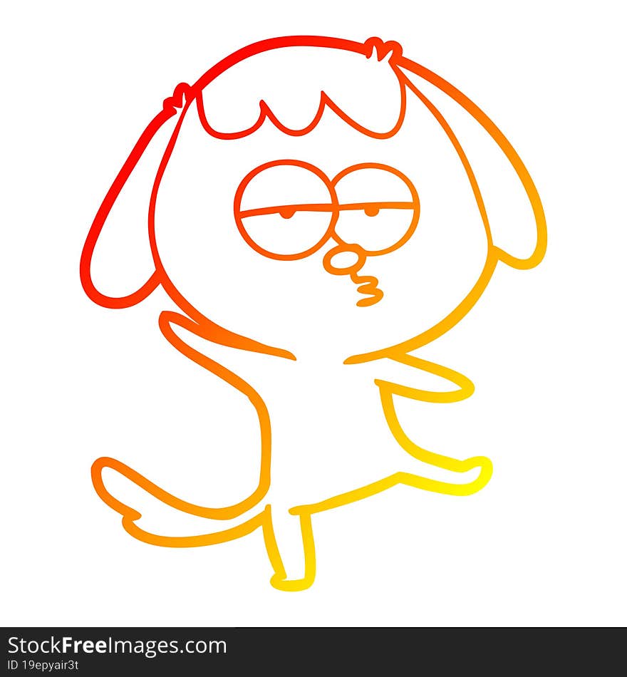 warm gradient line drawing cartoon bored dog