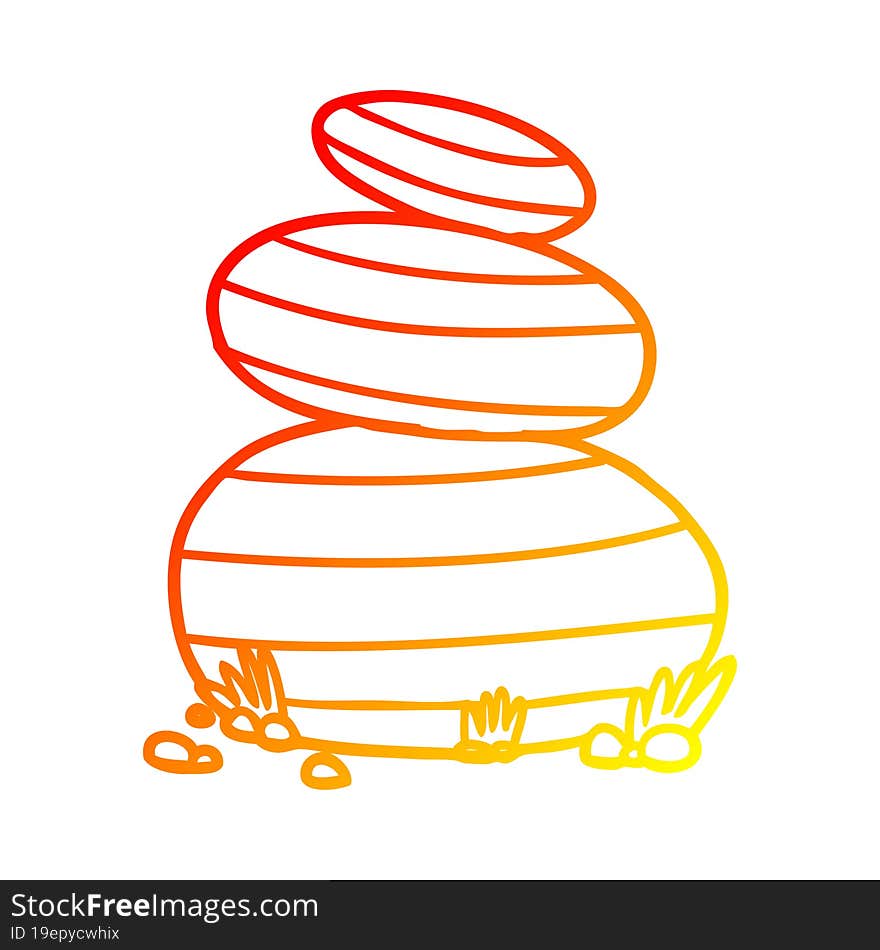 warm gradient line drawing cartoon large stacked stones