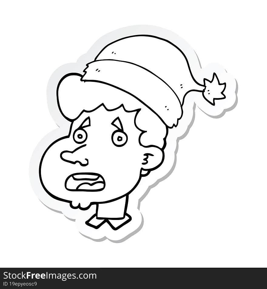 sticker of a cartoon man wearing christmas hat