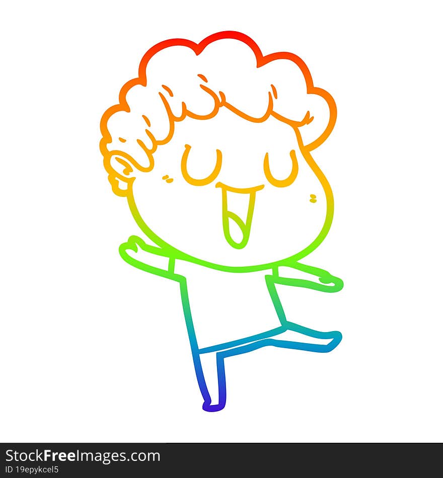 Rainbow Gradient Line Drawing Dann Cartoon Man