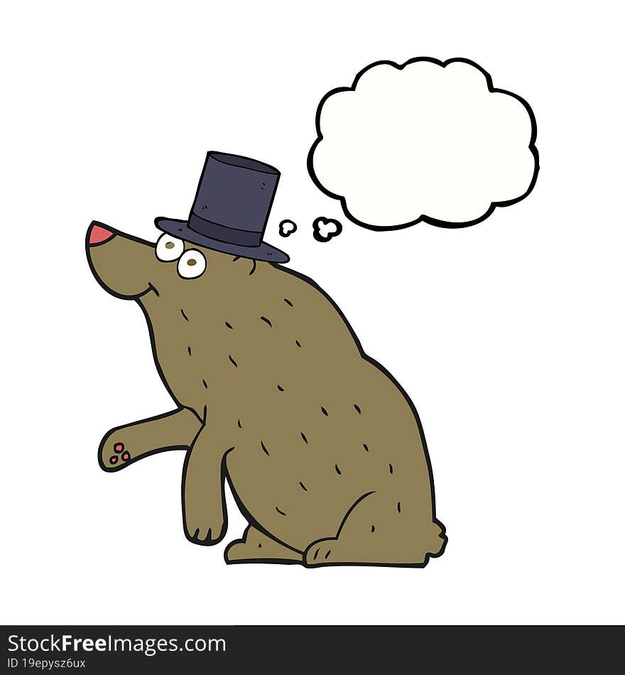 thought bubble cartoon bear in top hat