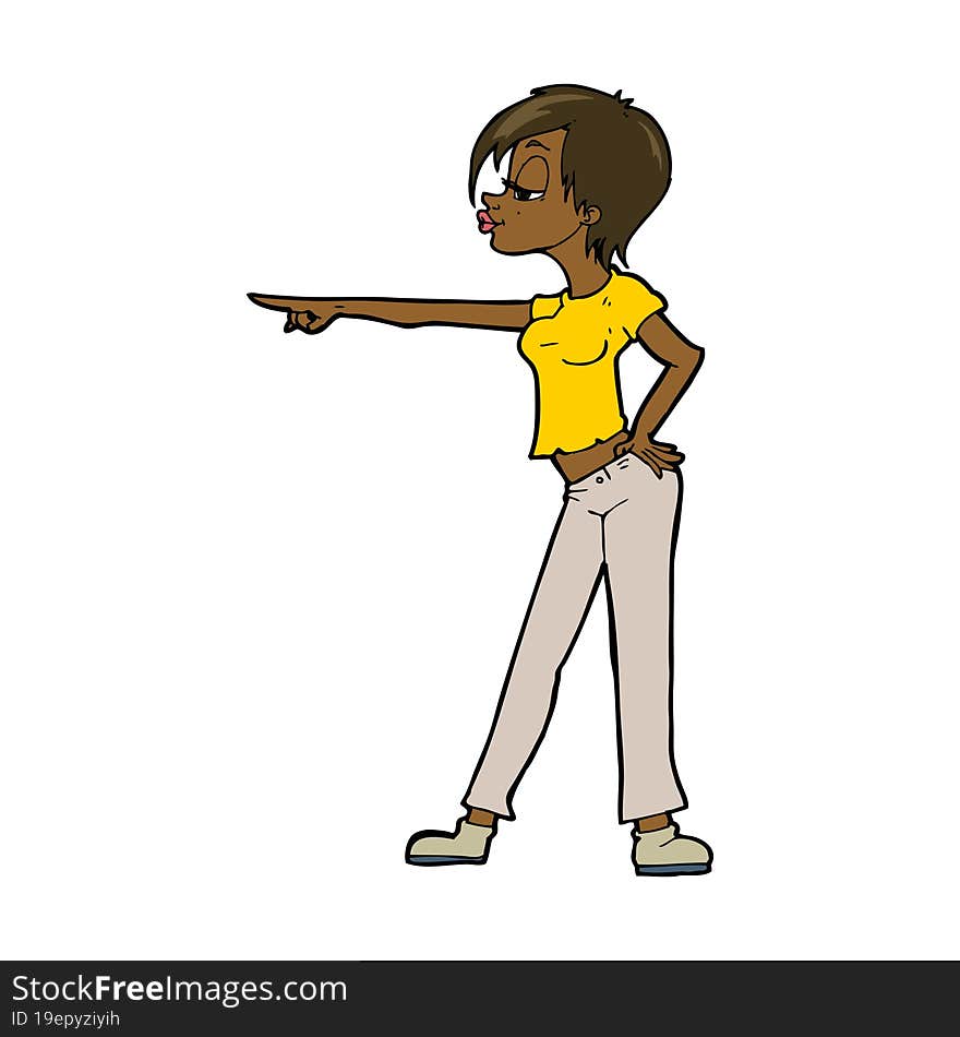 cartoon woman pointing