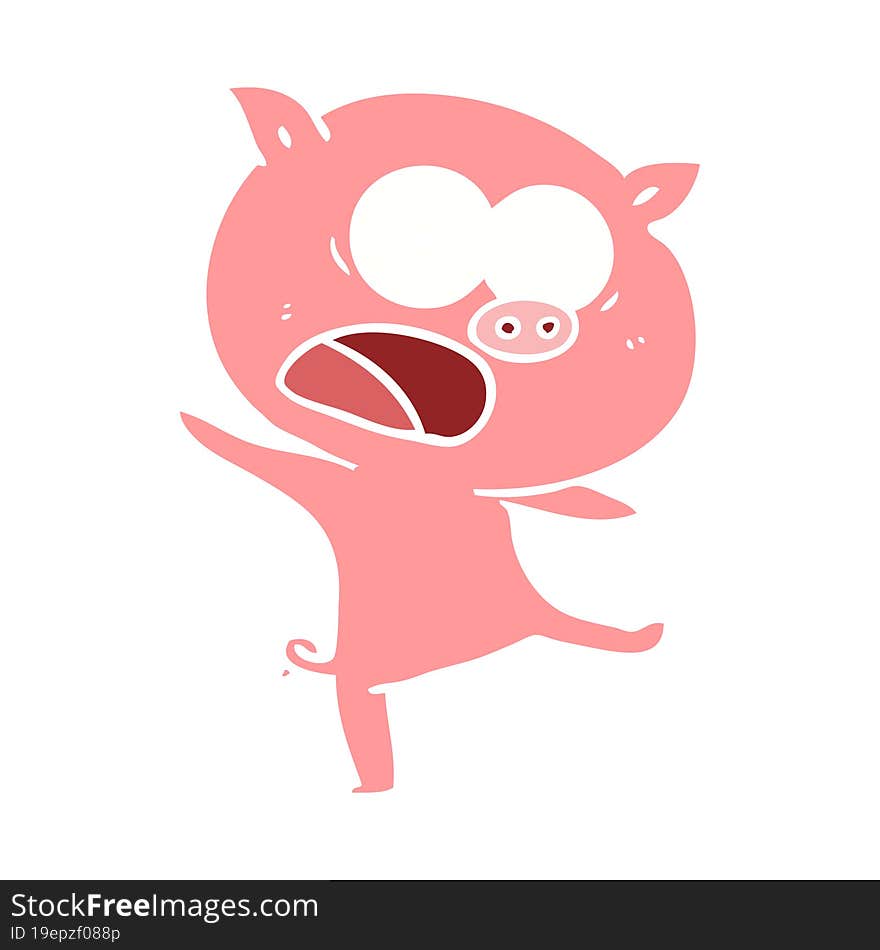 flat color style cartoon pig shouting