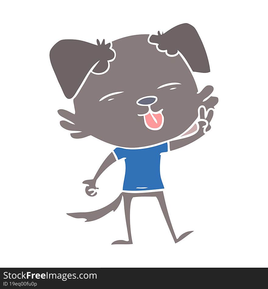 flat color style cartoon dog sticking out tongue