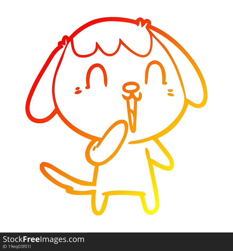 Warm Gradient Line Drawing Cute Cartoon Dog