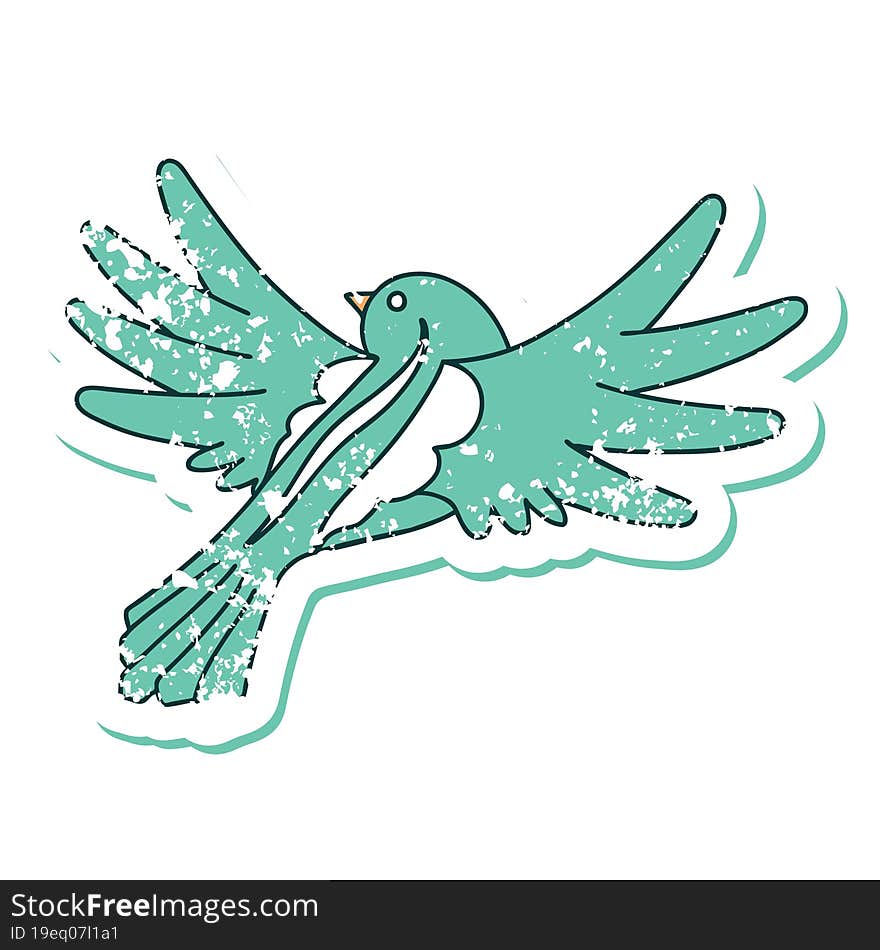 distressed sticker tattoo style icon of a flying bird