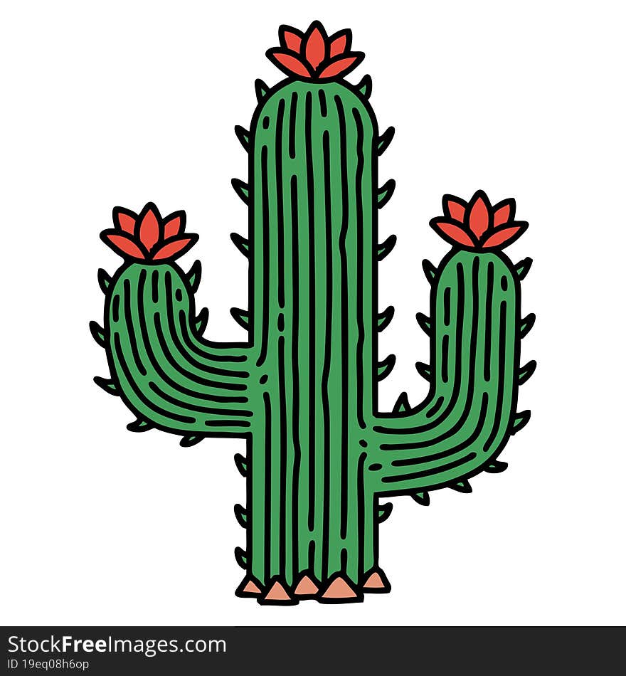 traditional tattoo of a cactus