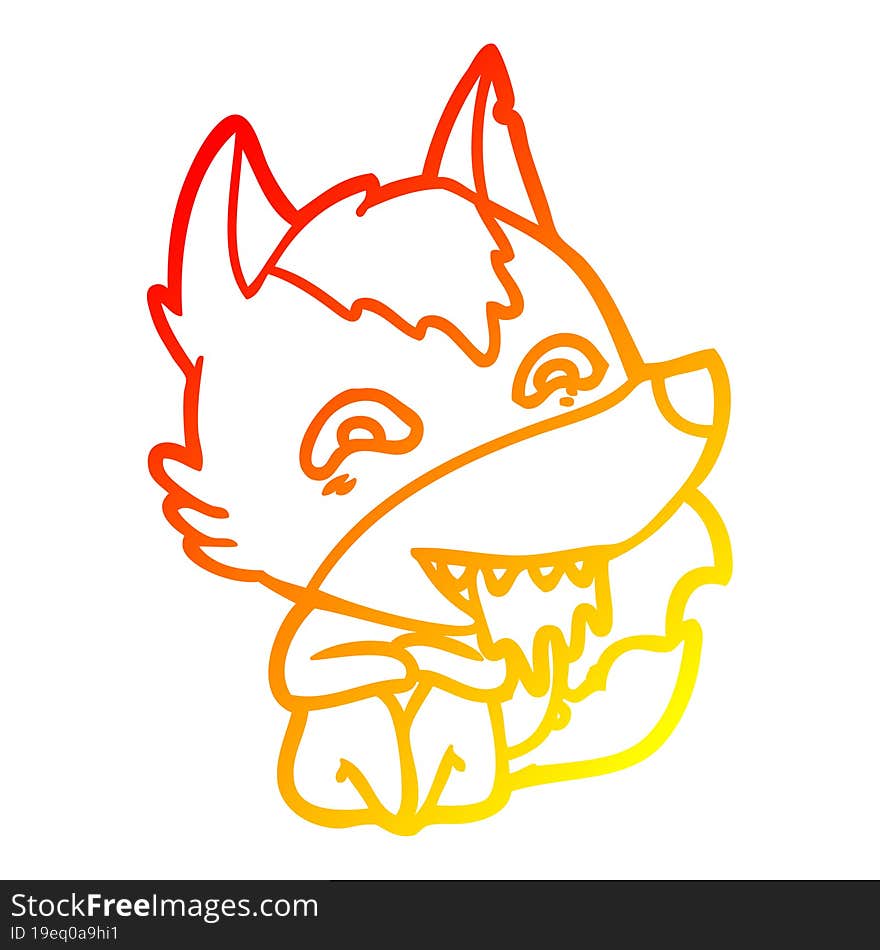 warm gradient line drawing cartoon hungry wolf