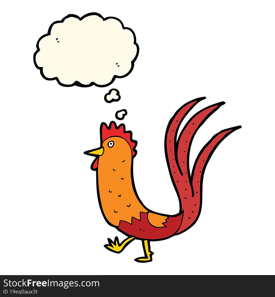 Cartoon Cockerel With Thought Bubble