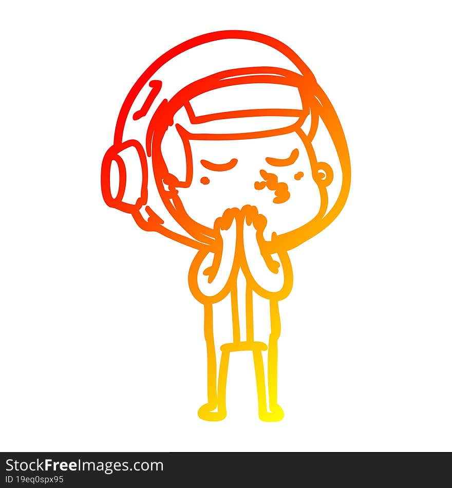 Warm Gradient Line Drawing Cartoon Confident Astronaut