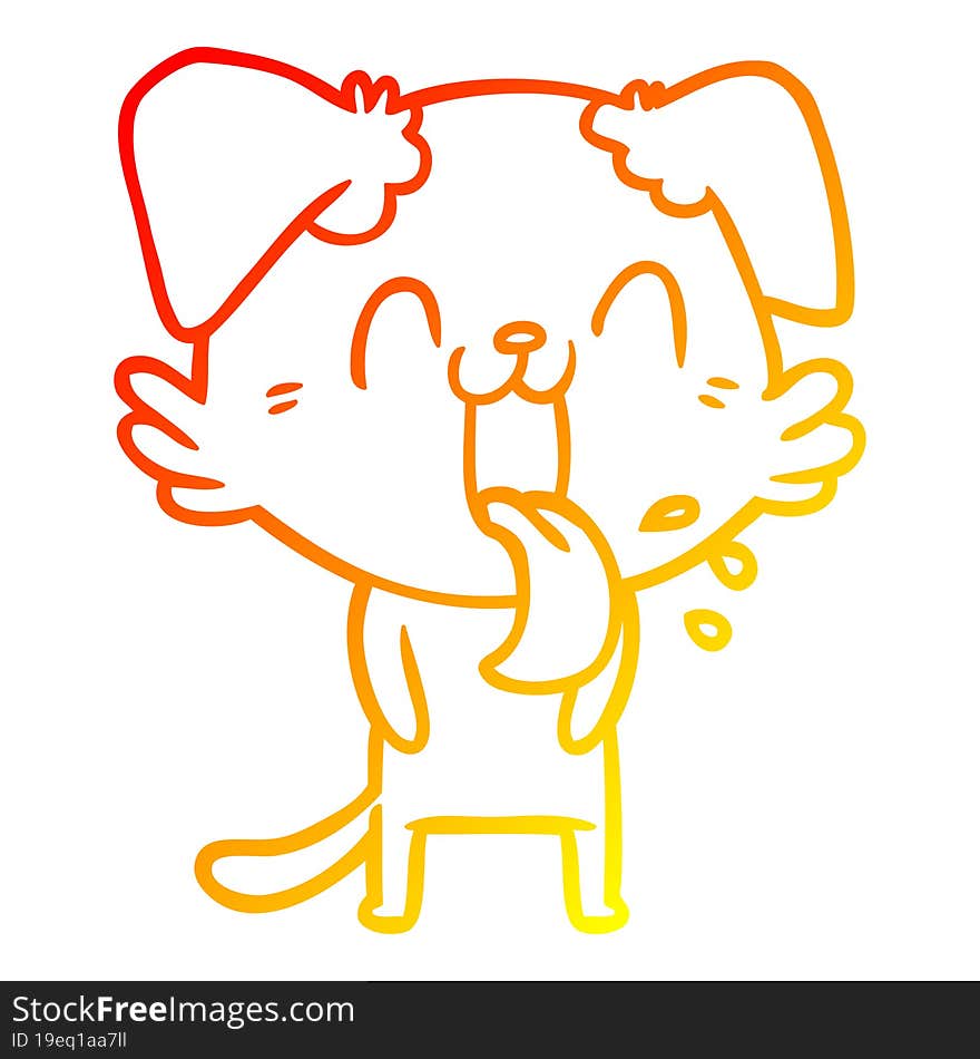 warm gradient line drawing cartoon panting dog