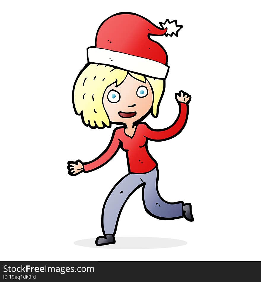 cartoon woman ready for christmas