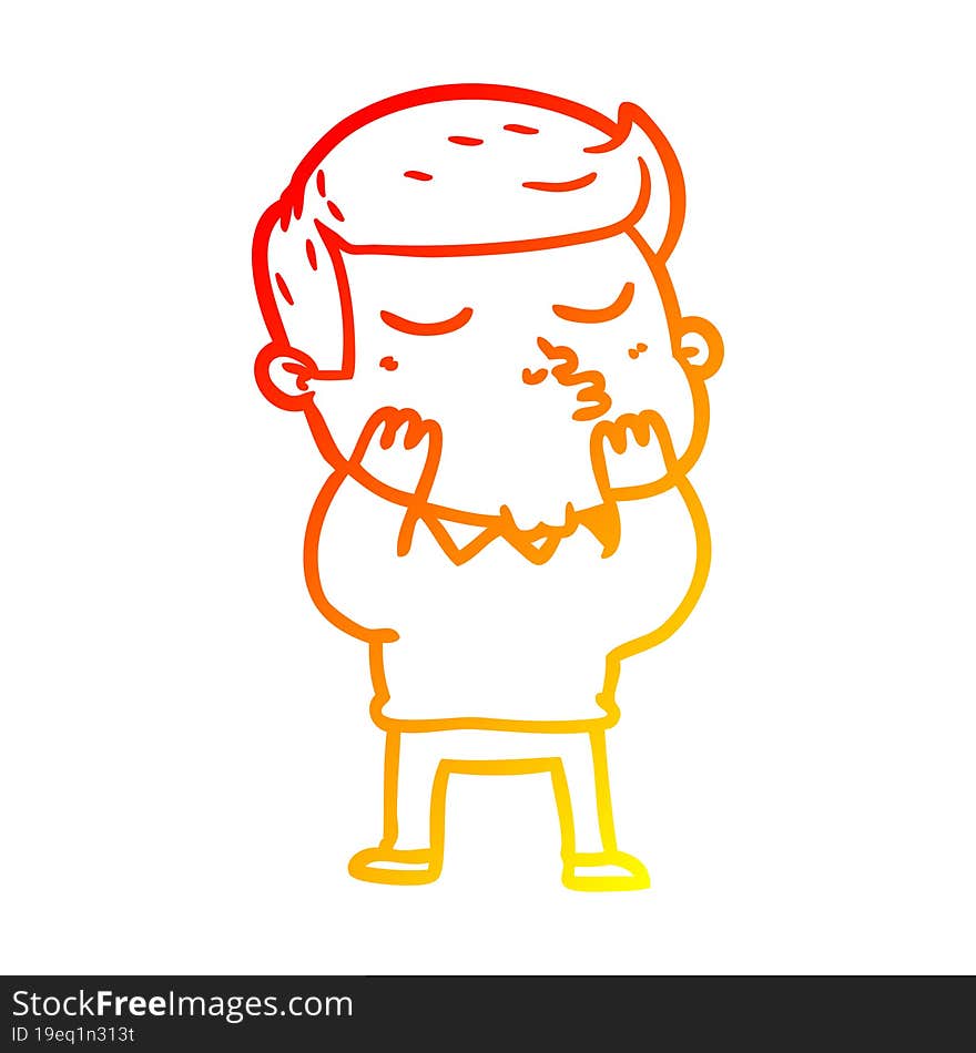 warm gradient line drawing cartoon model guy pouting