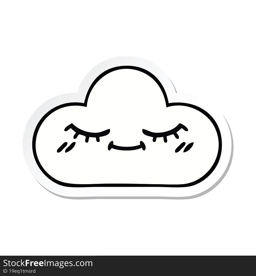 sticker of a cute cartoon white cloud