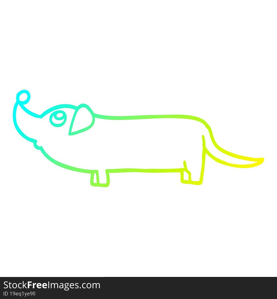 Cold Gradient Line Drawing Cartoon Dachshund