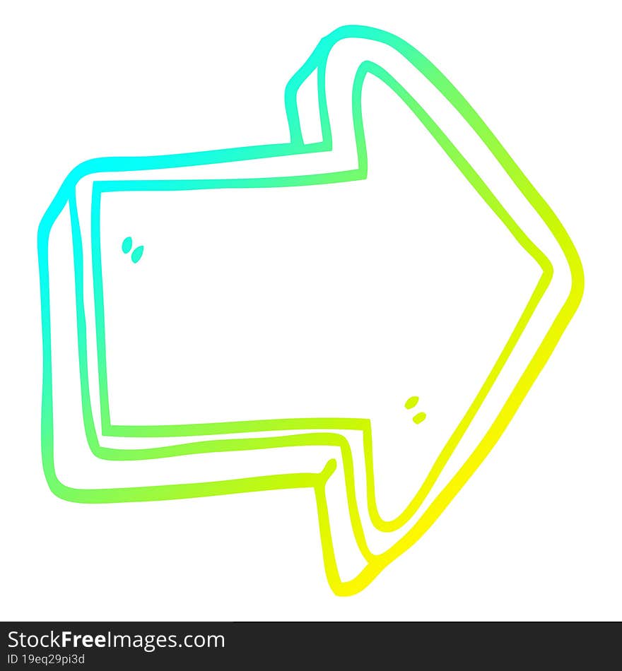 cold gradient line drawing of a cartoon arrow sign