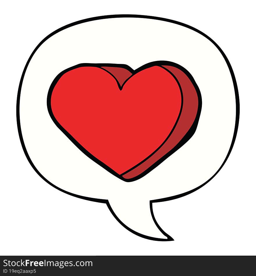 cartoon love heart and speech bubble