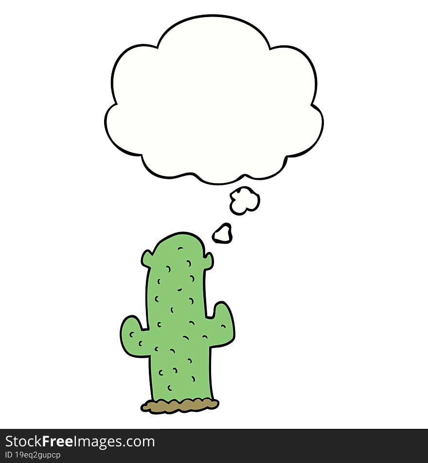 cartoon cactus with thought bubble. cartoon cactus with thought bubble