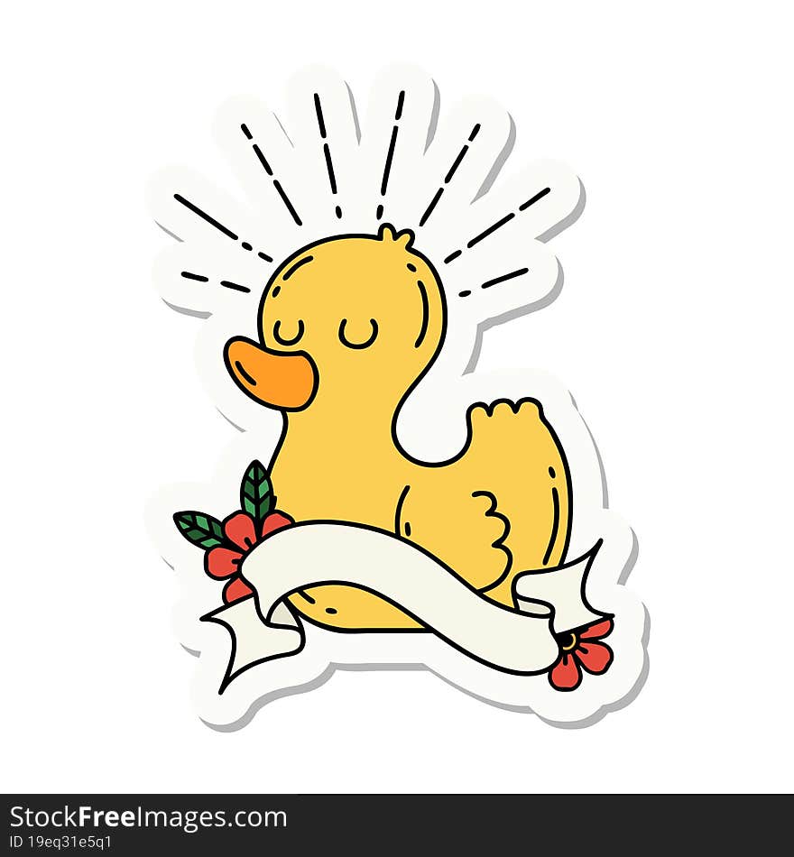 sticker of tattoo style rubber duck