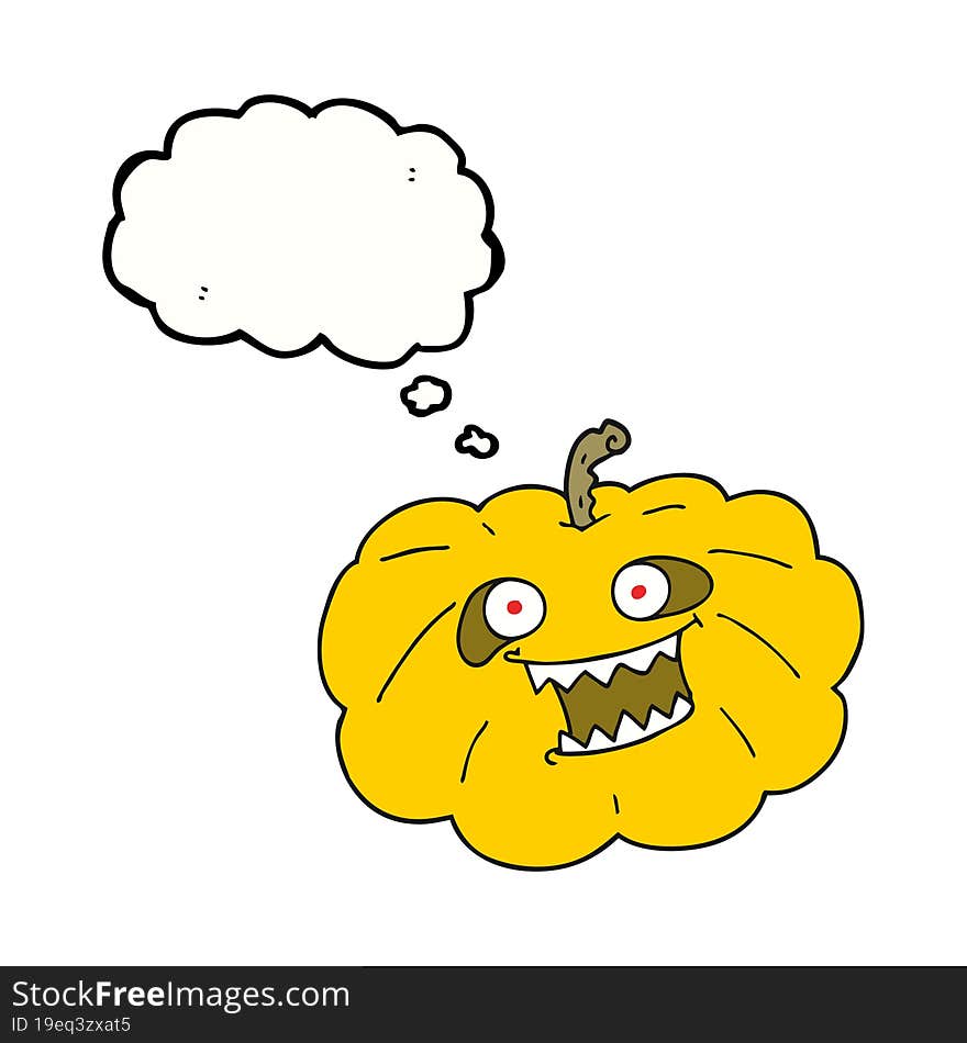 Thought Bubble Cartoon Halloween Pumpkin