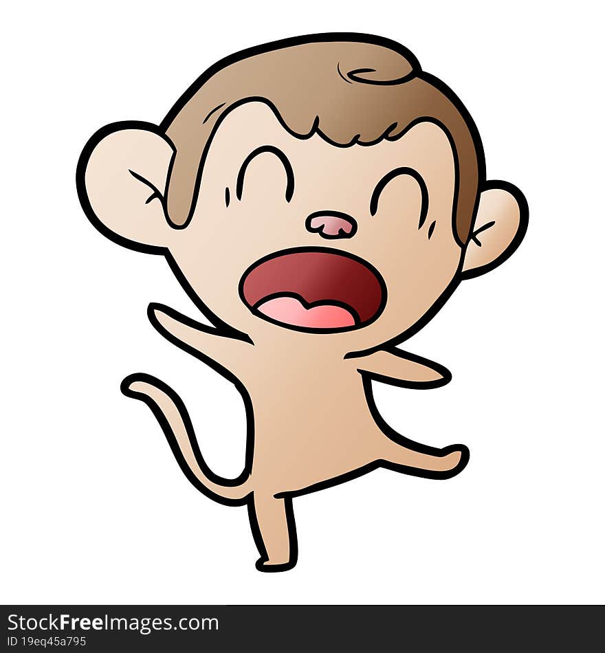 shouting cartoon monkey dancing. shouting cartoon monkey dancing