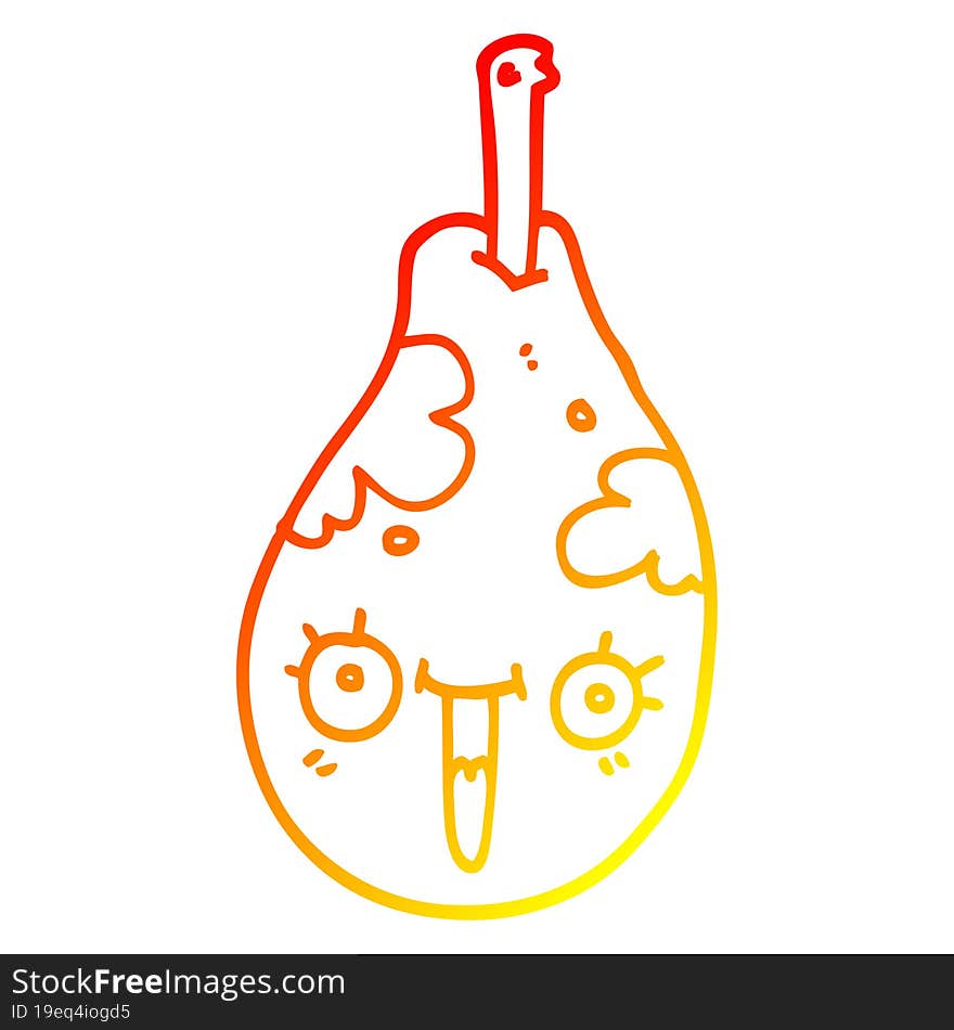 warm gradient line drawing cartoon fresh pear