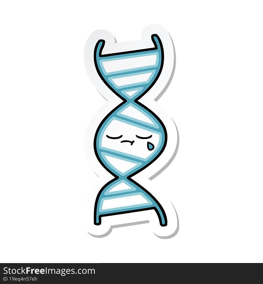 sticker of a cute cartoon DNA strand