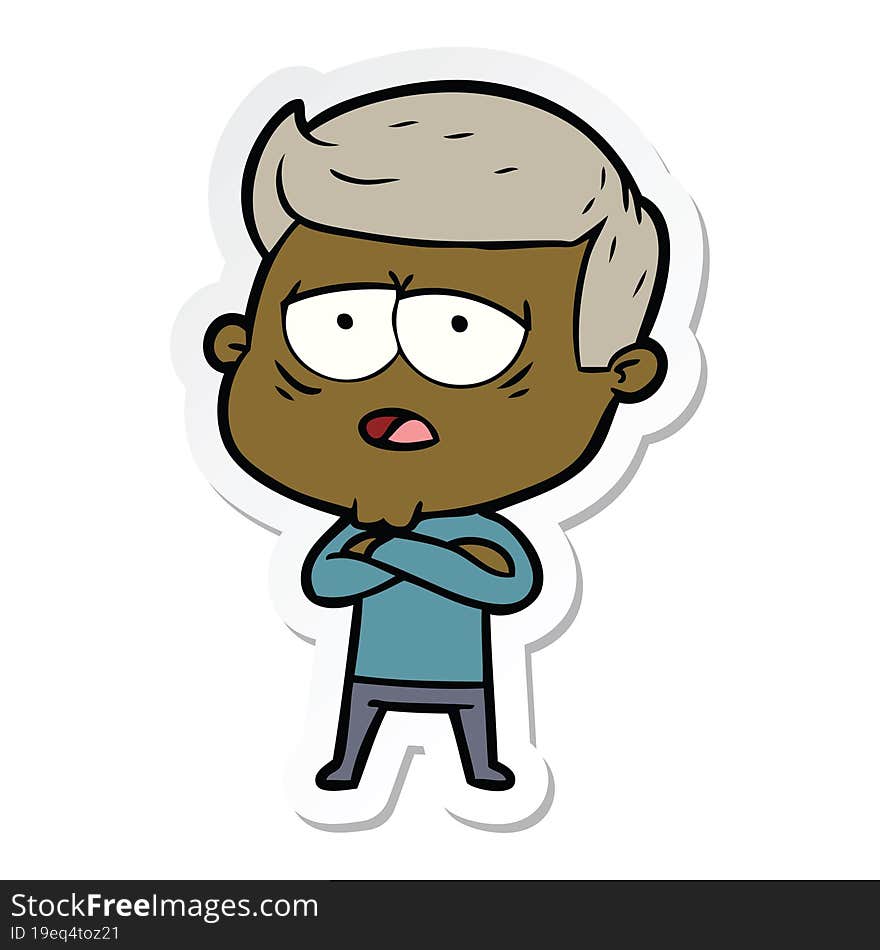 sticker of a cartoon tired man