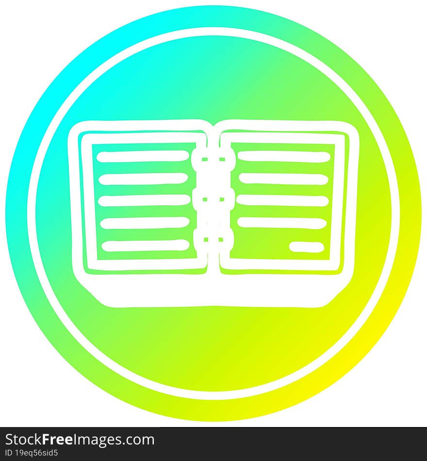 note book circular in cold gradient spectrum