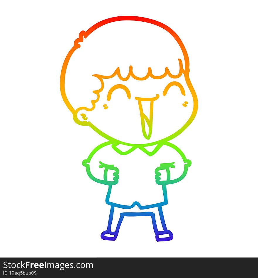 rainbow gradient line drawing of a cartoon happy man