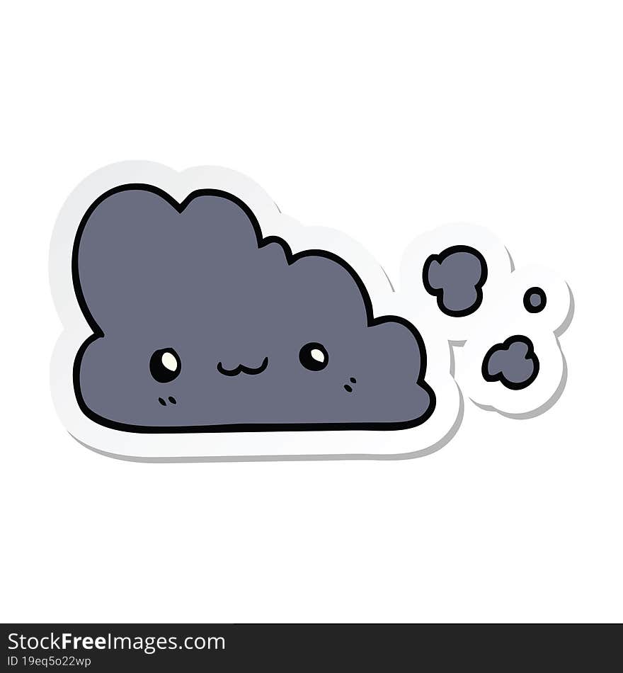 sticker of a cute cartoon cloud