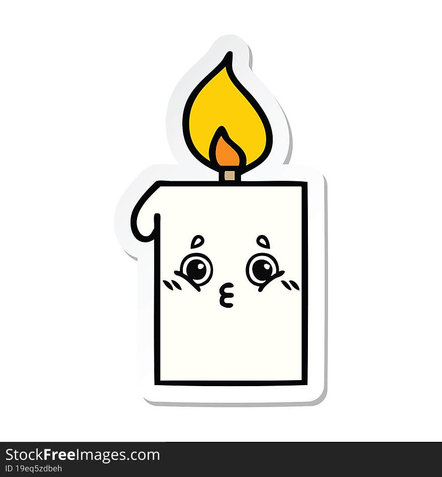 sticker of a cute cartoon lit candle